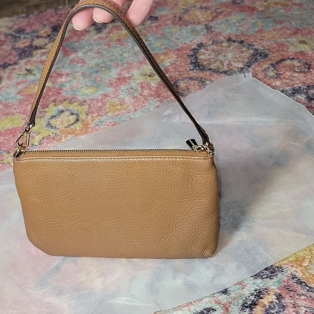 Michael Kors Large Jet Set Acorn Pebbled Leather Wallet Wristlet w Gold Hardware